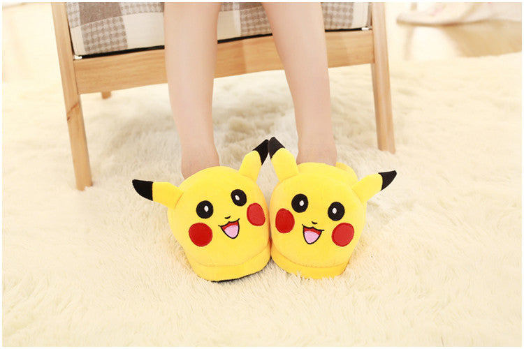 Plush cute 1 pair Pokemon Pikachu slippers warm
