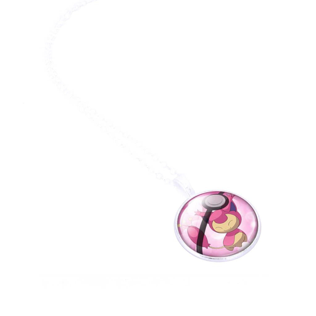 Fashion Pokemon Ball Necklaces Glass Bottle Pokemon Jewelry Silver Plated