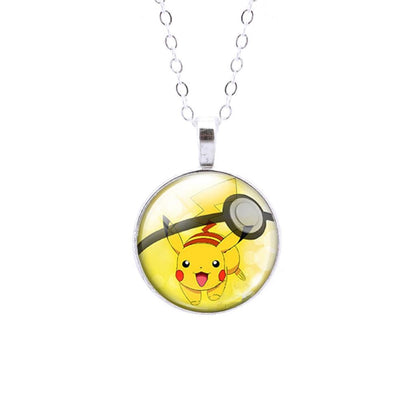 Fashion Pokemon Ball Necklaces Glass Bottle Pokemon Jewelry Silver Plated