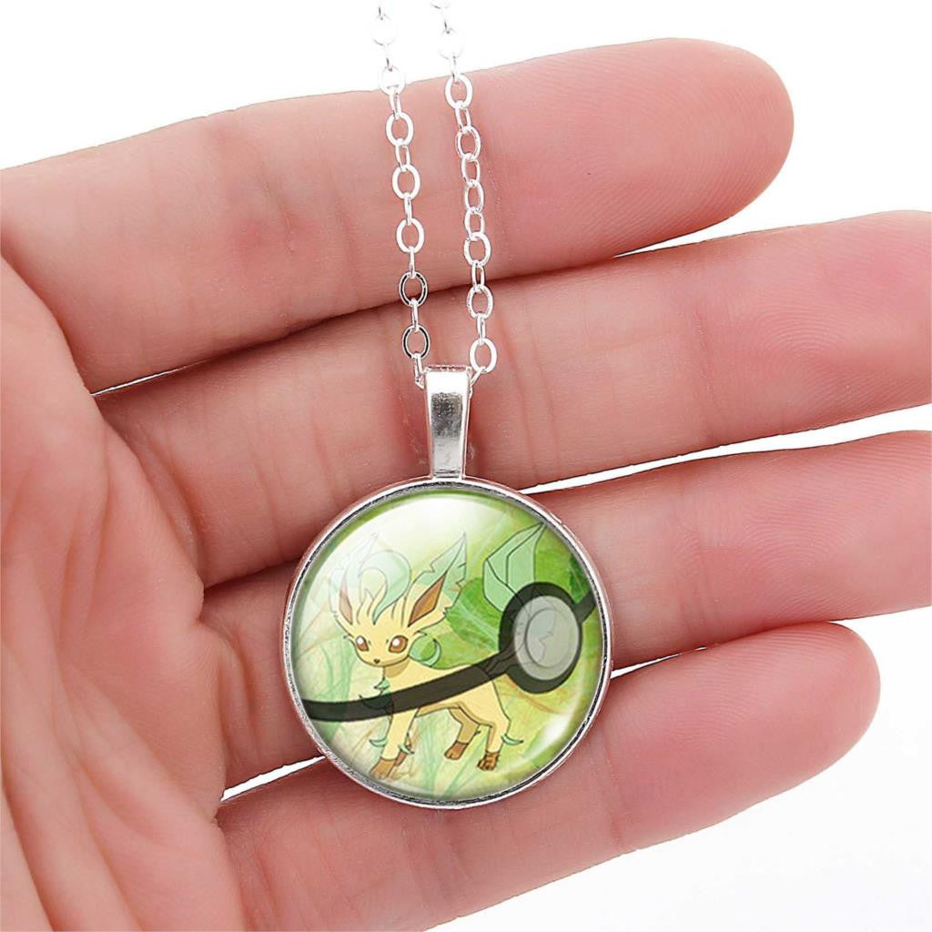 Fashion Pokemon Ball Necklaces Glass Bottle Pokemon Jewelry Silver Plated