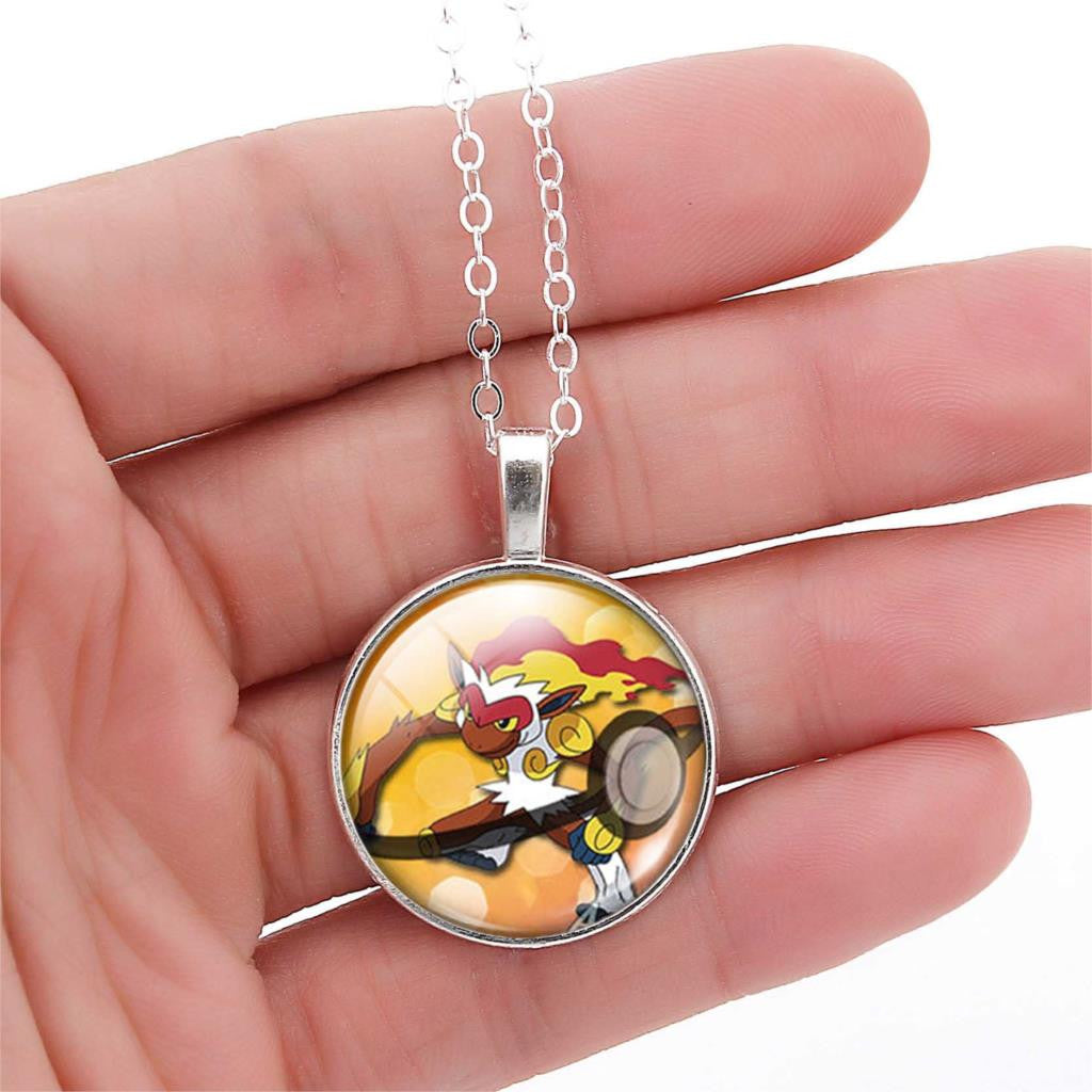 Fashion Pokemon Ball Necklaces Glass Bottle Pokemon Jewelry Silver Plated