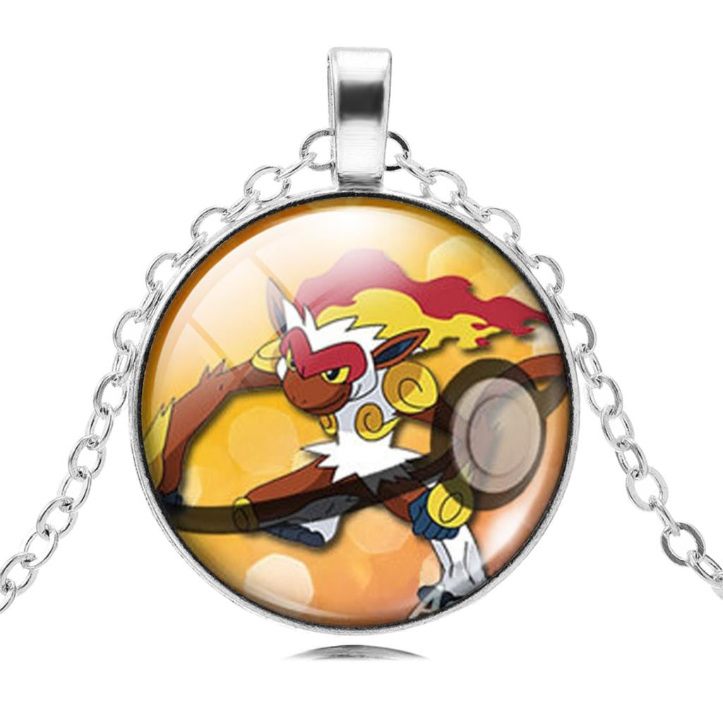 Fashion Pokemon Ball Necklaces Glass Bottle Pokemon Jewelry Silver Plated