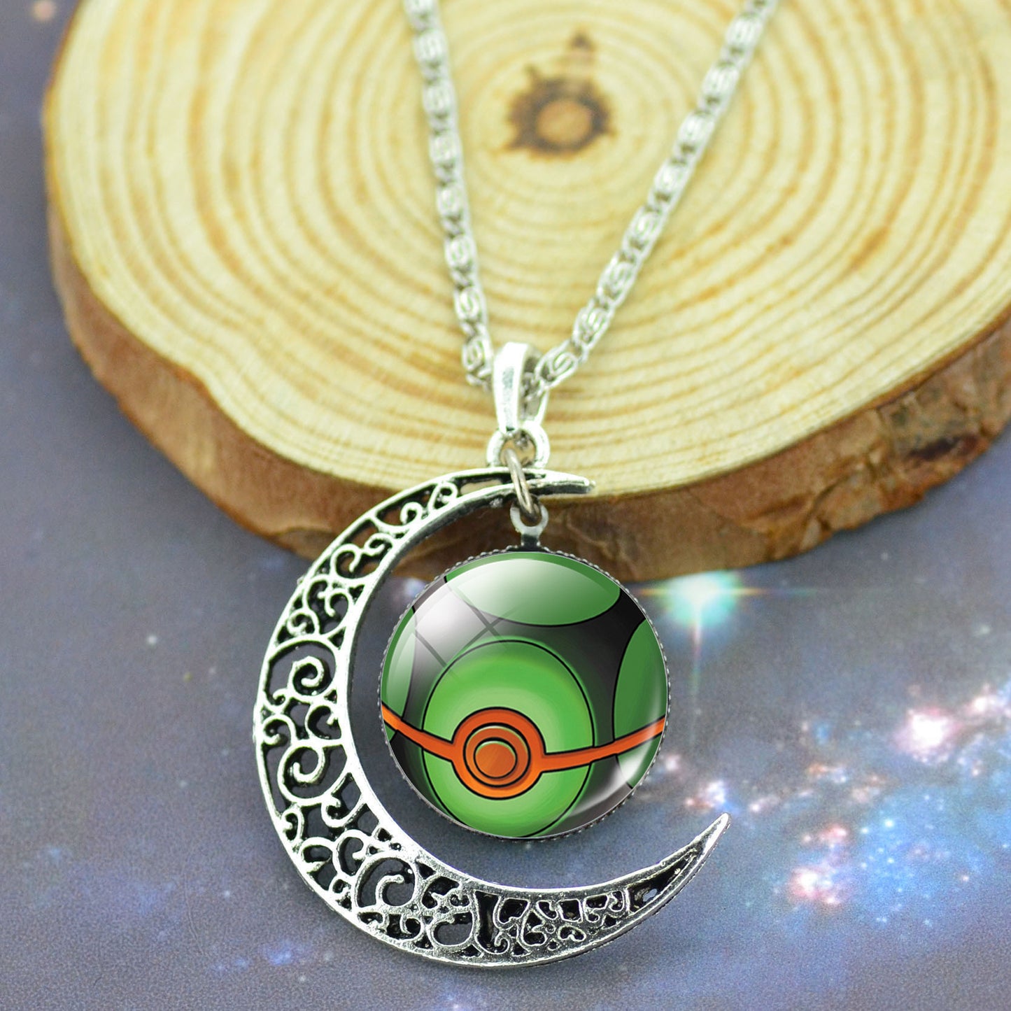 Jewelry Silver Plated with Glass Cabochon Pokemon