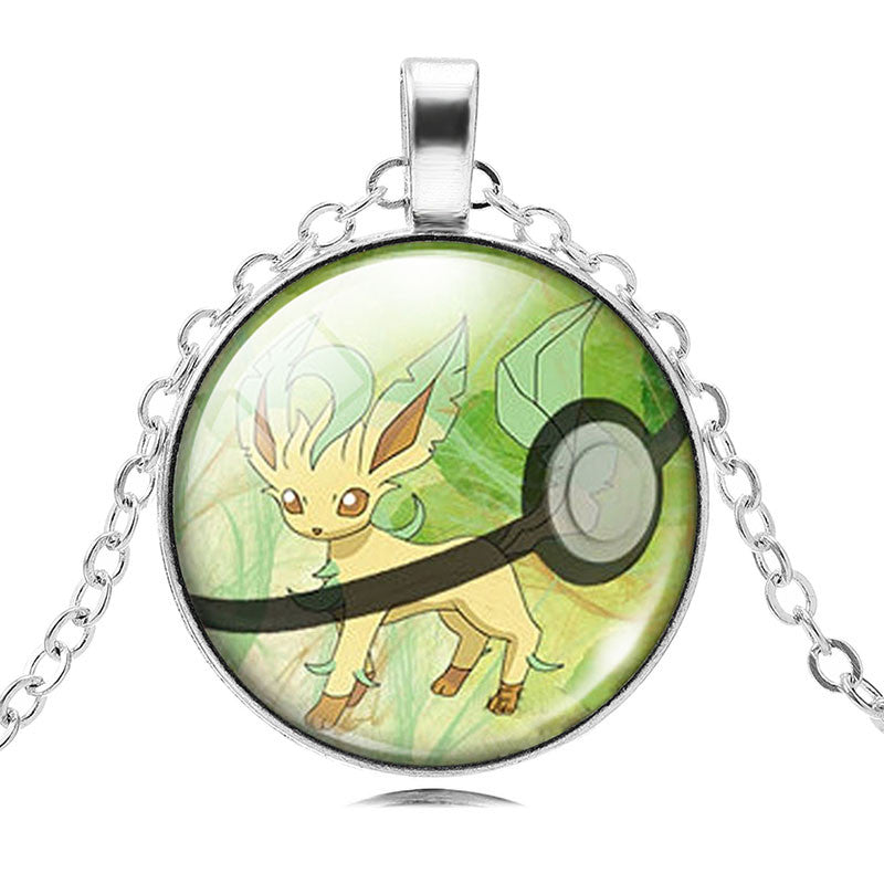 Fashion Pokemon Ball Necklaces Glass Bottle Pokemon Jewelry Silver Plated