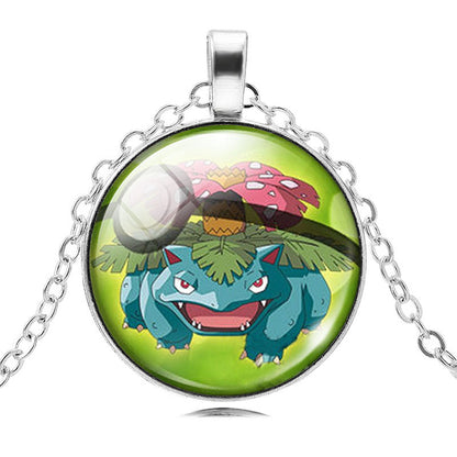 Fashion Pokemon Ball Necklaces Glass Bottle Pokemon Jewelry Silver Plated