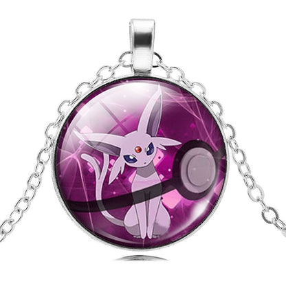 Fashion Pokemon Ball Necklaces Glass Bottle Pokemon Jewelry Silver Plated