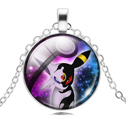 Fashion Pokemon Ball Necklaces Glass Bottle Pokemon Jewelry Silver Plated