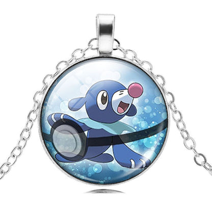 Fashion Pokemon Ball Necklaces Glass Bottle Pokemon Jewelry Silver Plated