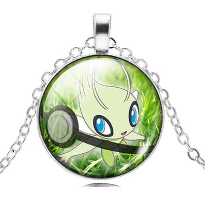 Fashion Pokemon Ball Necklaces Glass Bottle Pokemon Jewelry Silver Plated