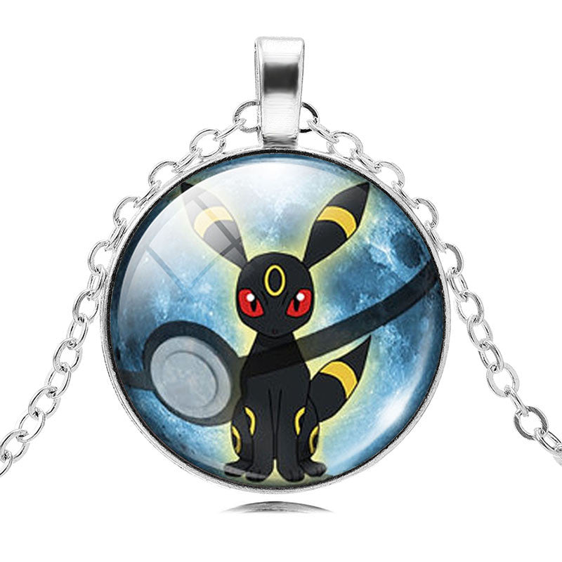 Fashion Pokemon Ball Necklaces Glass Bottle Pokemon Jewelry Silver Plated