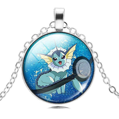 Fashion Pokemon Ball Necklaces Glass Bottle Pokemon Jewelry Silver Plated