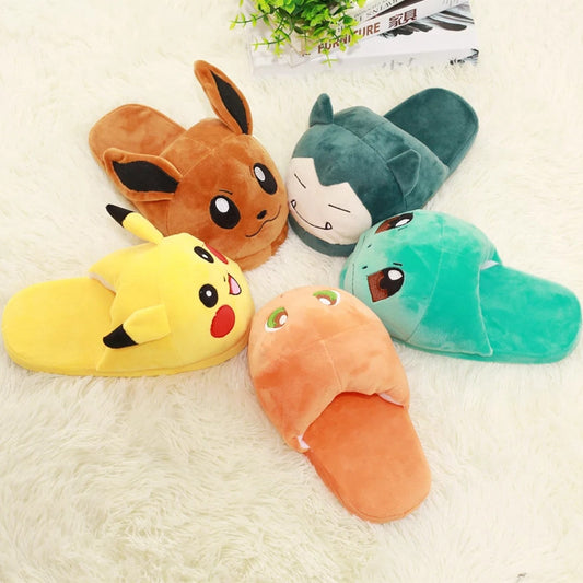 Plush cute 1 pair  Pokemon Pikachu  slippers warm