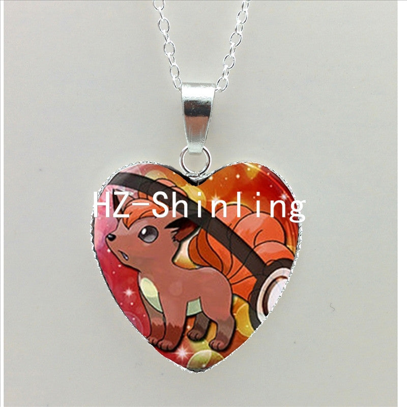 New Pokemon Pokeball Heart Necklace Silver Heart Necklace