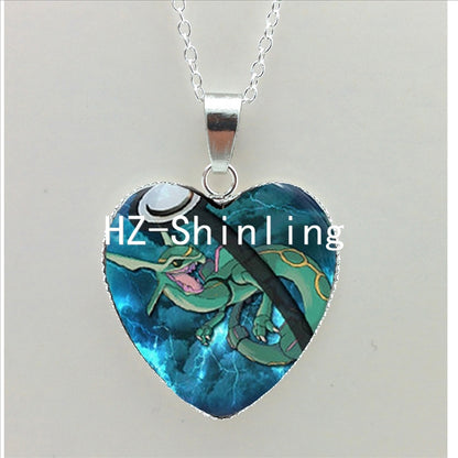 New Pokemon Pokeball Heart Necklace Silver Heart Necklace