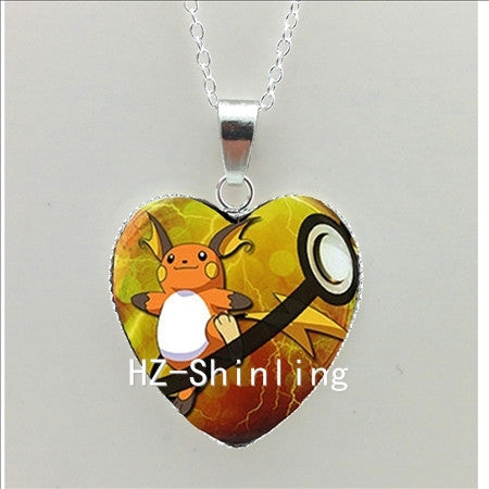 New Pokemon Pokeball Heart Necklace Silver Heart Necklace