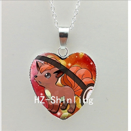 New Pokemon Pokeball Heart Necklace Silver Heart Necklace