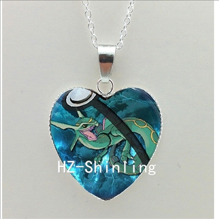 New Pokemon Pokeball Heart Necklace Silver Heart Necklace