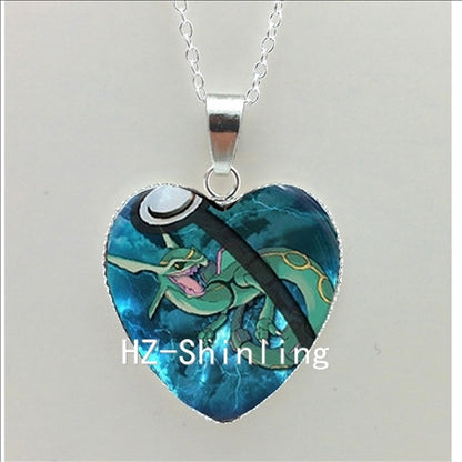 New Pokemon Pokeball Heart Necklace Silver Heart Necklace