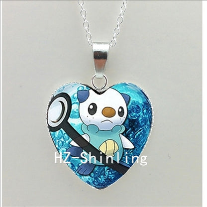 New Pokemon Pokeball Heart Necklace Silver Heart Necklace