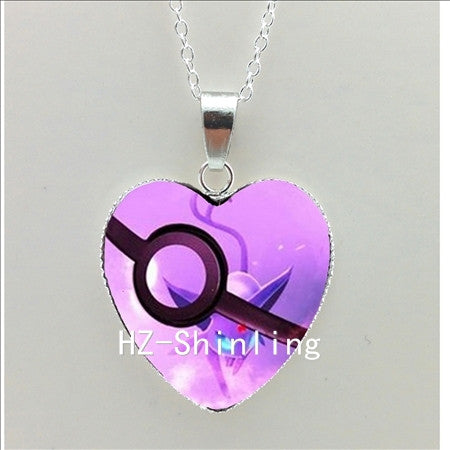 New Pokemon Pokeball Heart Necklace Silver Heart Necklace