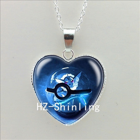 New Pokemon Pokeball Heart Necklace Silver Heart Necklace