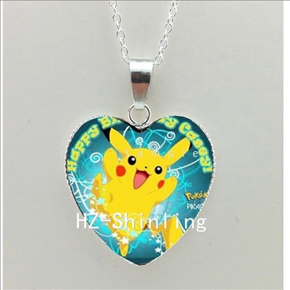 New Pokemon Pokeball Heart Necklace Silver Heart Necklace