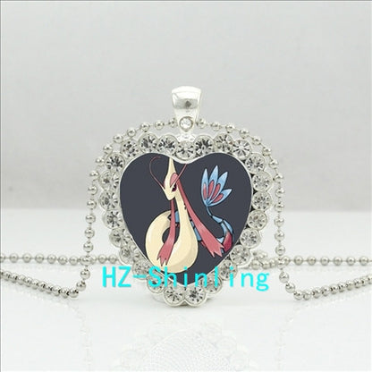 Heart Necklace Mewtwo Crystal Pendant