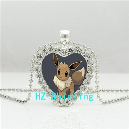 Heart Necklace Mewtwo Crystal Pendant