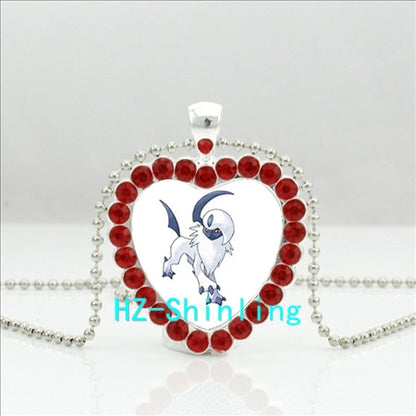 Heart Necklace Mewtwo Crystal Pendant