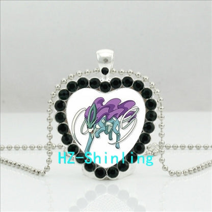 Heart Necklace Mewtwo Crystal Pendant