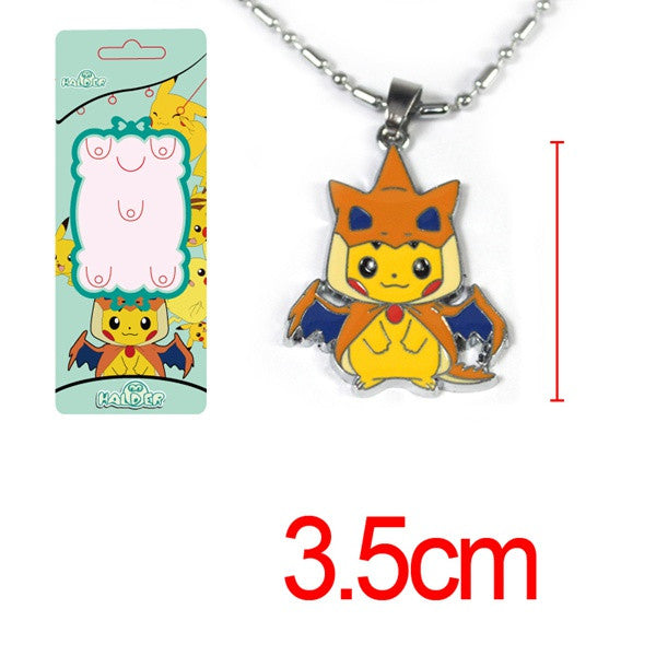 5styles Pokemon Pikachu metal pendant alloy necklace chain lovely mini toy