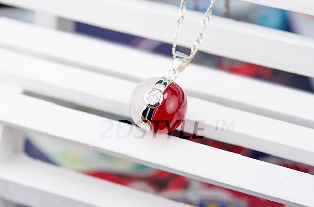 Pokemon GO necklace sprite poke ball Natural Agate 925 silver pendants necklace